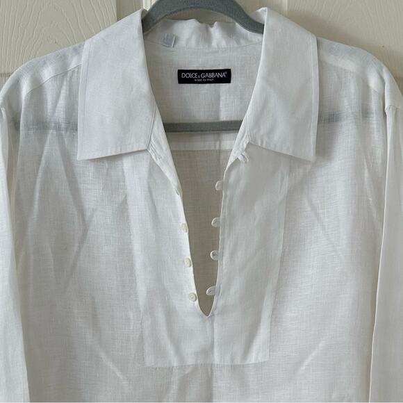 Dolce & Gabbana White Martini Linen Shirt Men IT 44 - Picture 5 of 12